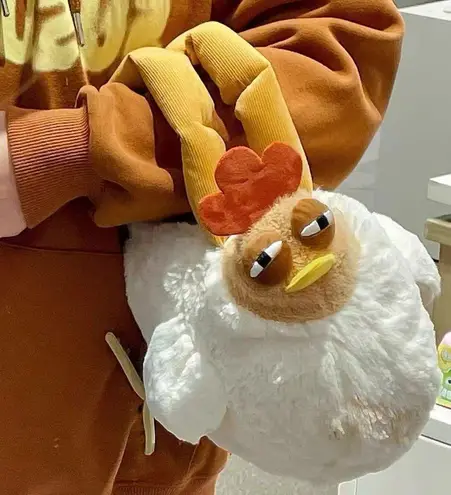 Funny Chicken Plush Bag – 9.8” Soft Toy Crossbody Lazy Expression Work Life mood White - Image 1