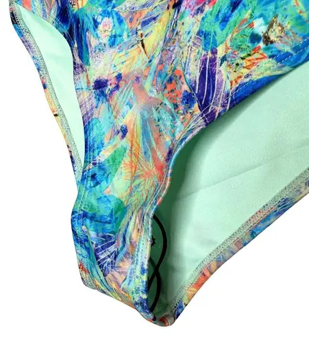 Born Primitive Tropics Floral 4 Way Stretch Athletic Bikini Bottoms Size Small Blue