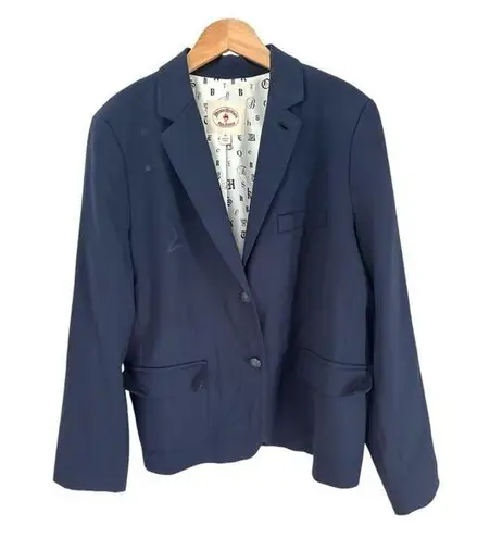Brooks Brothers Red Fleece Navy Blue Lined Wool Blazer Womens Size 14 Office