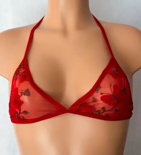 Boutique Red, Embroidered Butterfly, Lingerie Halter Top