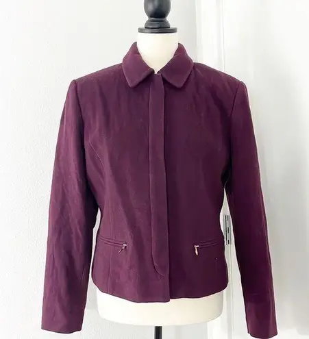 Casual Corner Size 6 Wool Purple Zip Up Jacket with Pockets