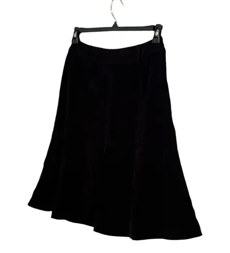 Larry Levine  STRETCH BLACK FAUX SUEDE FLOWY MIDI SKIRT SIZE 6