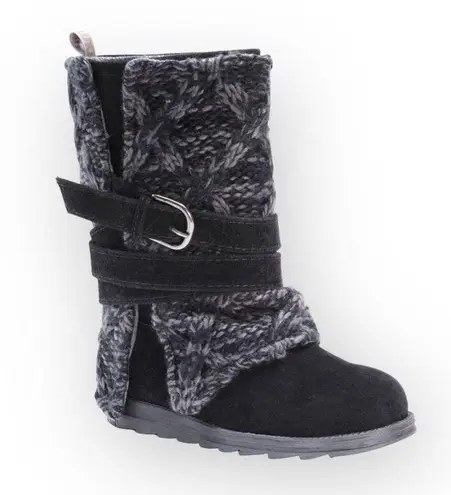 Muklucks Muk Luks Nikki Faux Suede Belt Wrap Water Resistant Boots Navy Black 9M