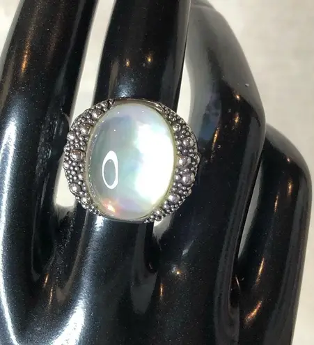 MICHAEL DAWKINS Starry Night Sterling Silver Mother of Pearl Doublet Ring 8