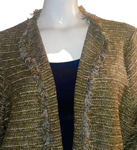 INC lace up metallic boucle blazer