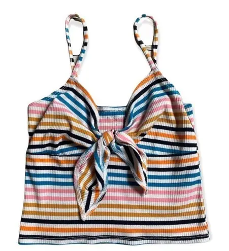 Arizona Jeans Arizona Jean Company Multicolor Striped Knot Front Cropped Tank - Size S