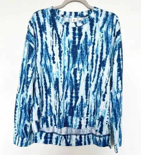 BP NORDSTROM  tie dye Indigo Blue Cozy top MEDIUM Hi Low Split sides NEW