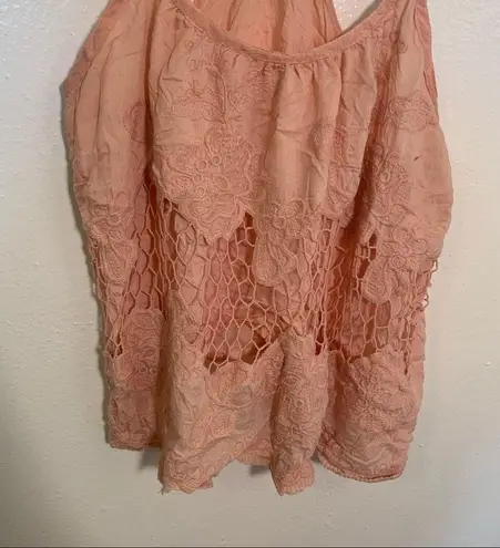 Kimchi Blue  Racerback Tank Top Pink Floral Crochet Lace