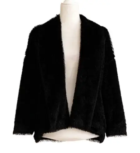 Madison Jacket Black Faux Fur Tipped Fox Open Front Swing Jacket Coat Small