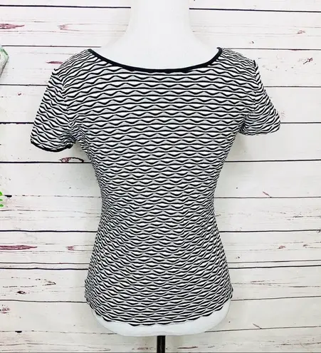 Armani Collezioni by Giorgio Armani Black & Grey Tonal Textured Top Size 4 Small