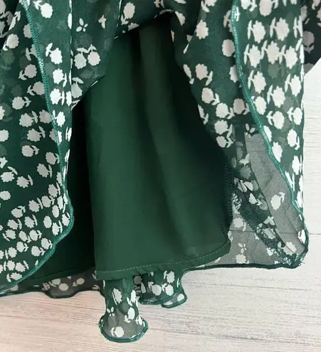 Allison New York Green White Floral Print Faux Wrap Dress Size S