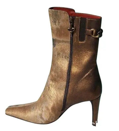 Donald Pliner Bronze Metallic Couture Sand Bronze HairCalf Leather Boot $450 NWT Gold Size 8.5