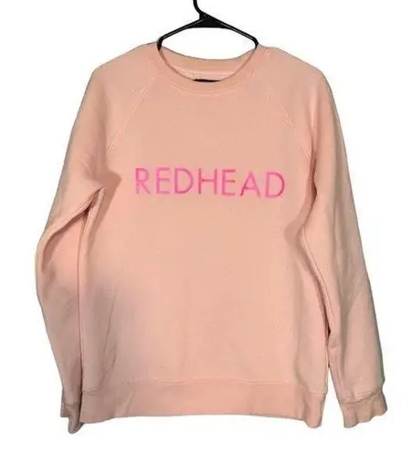 Brunette The Label Pink Cotton Blend Redhead Graphic Sweatshirt Women Sz S/M