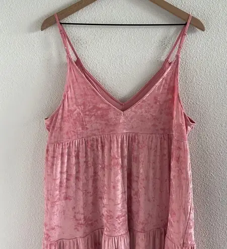 Aerie NWOT American Eagle Velvet Tiered Maxi Dress Pink Crushed Velvet Large