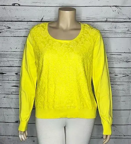 Van Heusen Studio NWT Size XXL Yellow Floral Lace Overlay Sweater Top