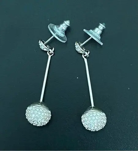 Swavorski Discontinued SWAROVSKI Swan Signed Dolce Silver Pave Crystal Drop Earrings 9g.