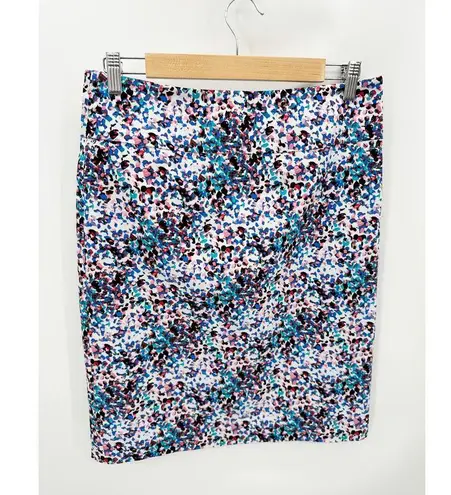 Margaret M Women Pencil Skirt Pull On Stretch Speckled Print Artsy Office Career Blue Size M