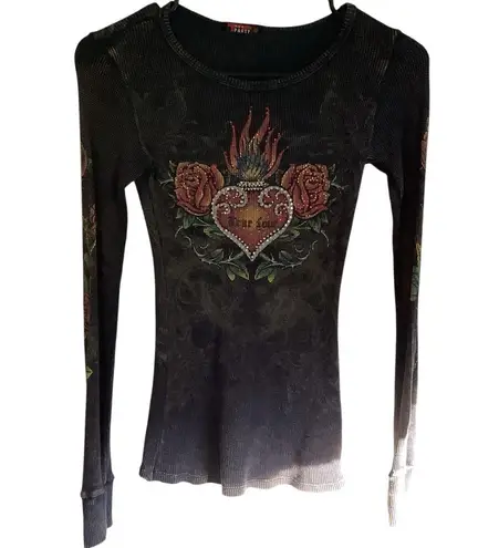T Party True Love Boutique Long Sleeve One of A Kind Top Excellent Condition Black
