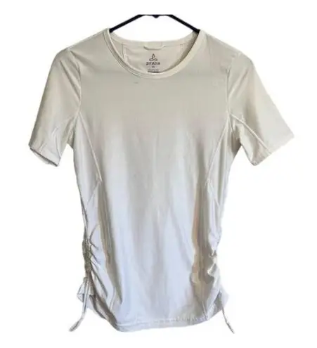 prAna Women's  Side Tie White Athleisure Gym Pullover Shirt Size XS EUC #6021