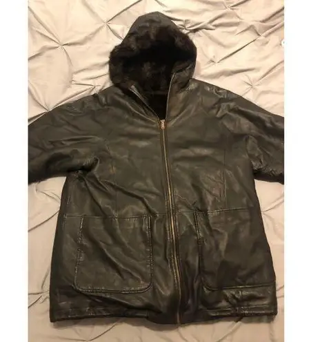 AMBIENCE 100% leather revisable jacket size L. Black