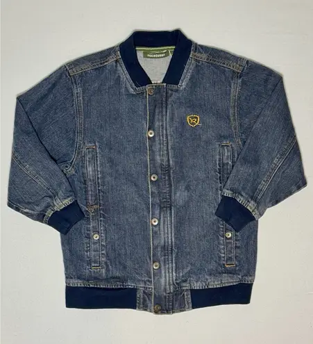 Rocawear Vtg Y2K 534 Womens Varsity Denim Jacket Embroidered Zip Up Size Small - Image 1