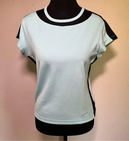 Avia Blue and Black Y2K Fitted Short Sleeve Tee M