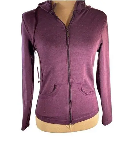 Aura Yoga Athletic Jacket Full Zip Hooded Plum Purple Size S Small