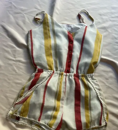 Dance & Marvel Red and Yellow Striped Jumpsuit Size M