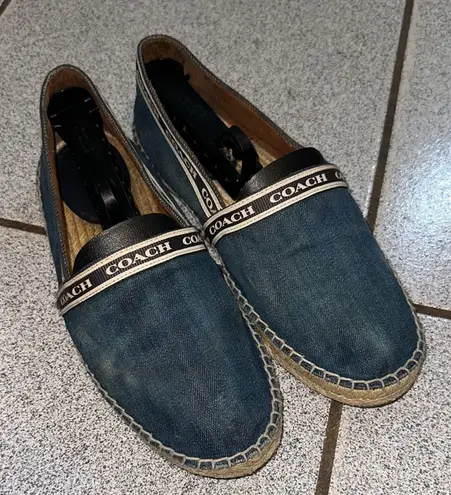Coach Blue Loafers Slip-On Suede