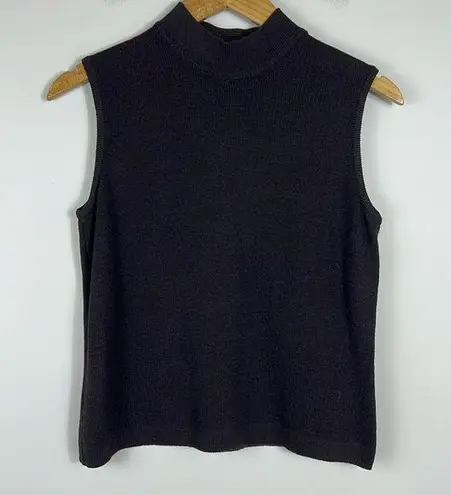 St. John Sleeveless Knit Top Mock Neck Chocolate Brown Size 2