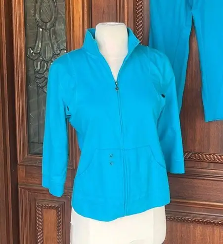 Turquoise Matching Jacket Sweatpants Set Comfy Teal Blue