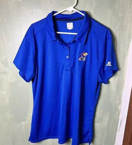 Russell Athletic University of Kansas Polo Short Sleeve Shirt Blue Sports Russell X-Large