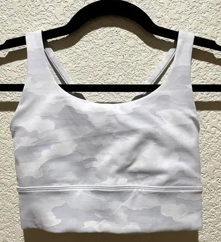 Lululemon  Energy Longline Sports Bra B-C Cup Heritage Camo Grey White Size 4