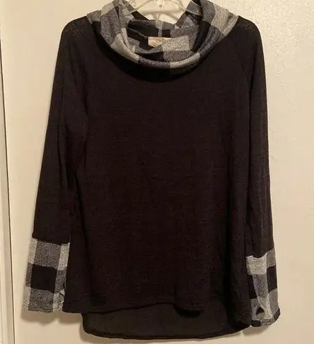 Fantastic Fawn Buffalo Plaid Cowl Neck Sweater