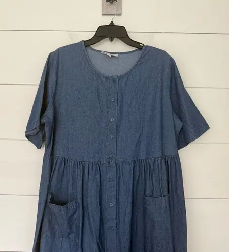 Woman Within Women’s 16W Blue Ruffle Maxi Dress Plus Size