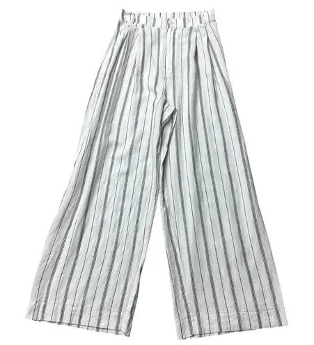 Central Park West Women's High Rise Striped Linen Blend Wide Leg Pants M NWT