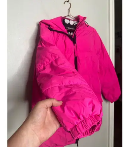 OOF WEAR Women's Neon Pink Long Sleeve High Neck Puffer Coat Size 38