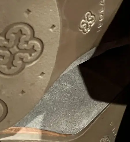 Isola Lavoy Grey Leather Stacked Heel Ankle Boots Size 7M Gorgeous NWOT