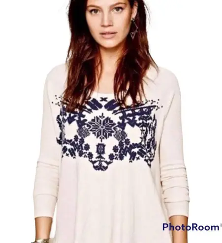 Free People We The Free XS Cream Thermal Knit Swing Top