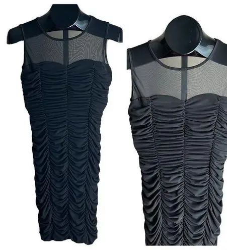 Valerie Bertinelli Cinched Bodycon Dress with Nylon Neckline Black Size 4