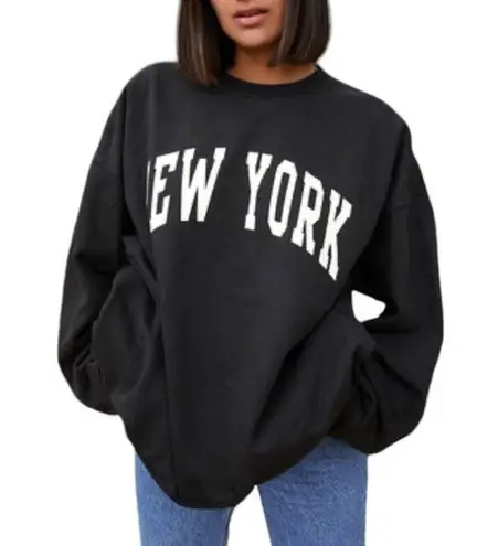 Brandy Melville NEW John Galt  Black New York Sweatshirt Oversized Deadstock