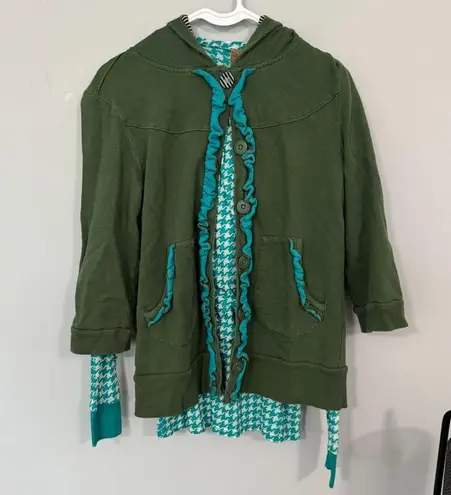 BKE Olive & Teal Utility Jacket w/ Hood & Long Sleeve Top Sizes Medium & Large