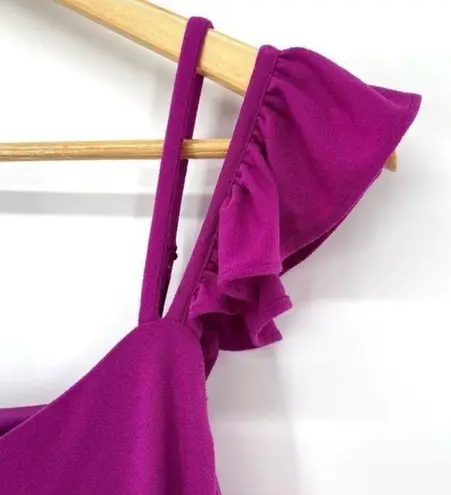 CeCe Purple Ruffled Cold Shoulder Shift Dress New
