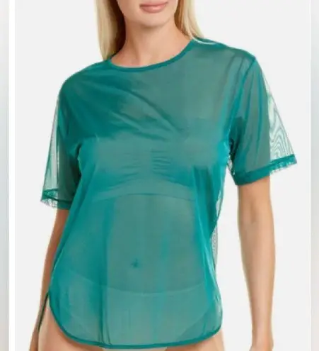 WOLFORD Sheer Tulle Mesh Short Sleeve T