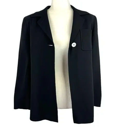Akris Womens Size 4 Single Button Blazer Jacket Suit Black 100% Virgin Wool Job