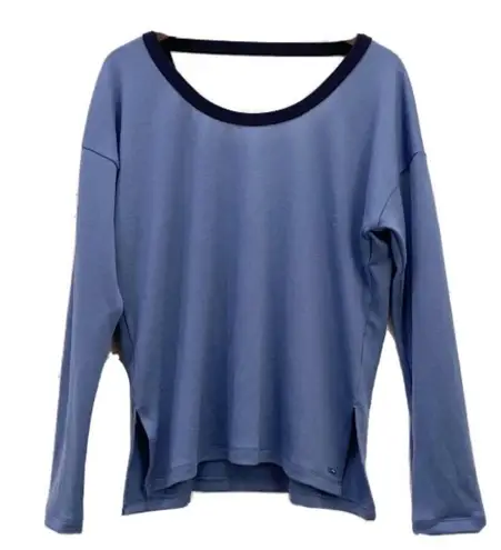 Lorna Jane Blue Black Trim long Sleeve Active Top
