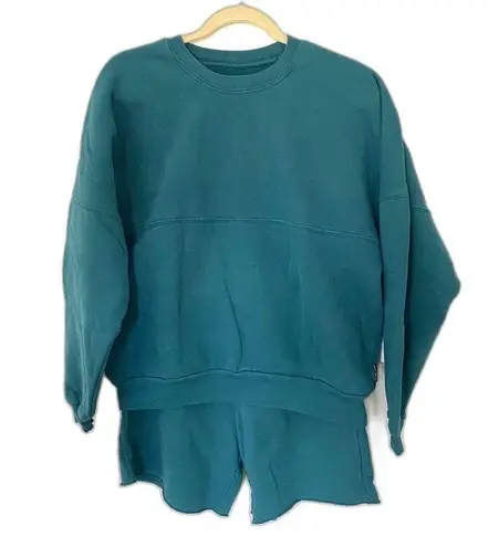 Spirit Jersey Oversized Sweatshirt Short Matching Set Unisex Cotton Sz M Green Size M