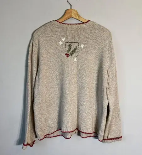 Croft & Barrow Vtg  Ice Skating Christmas Wool Angora Full Zip Sweater Women's L