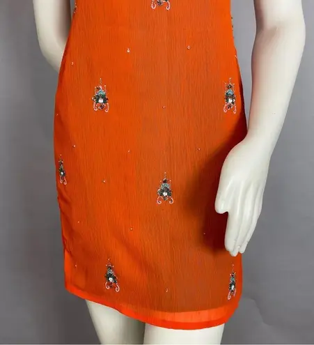 None 5 for $25! Last Chance! Beaded‎ Dress Altered Indian Tunic Mini Strappy Orange