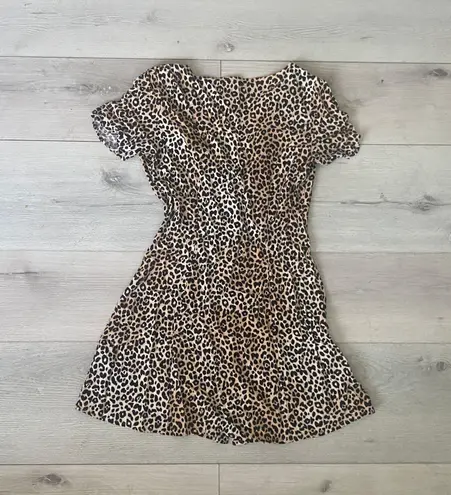 H&M Leopard Summer Short Sleeve Floral Slim Mini Beach Cocktail Party Dress Sexy